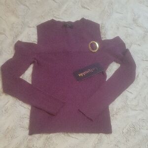 Elegant Off-the-Shoulder Purple Sweater
